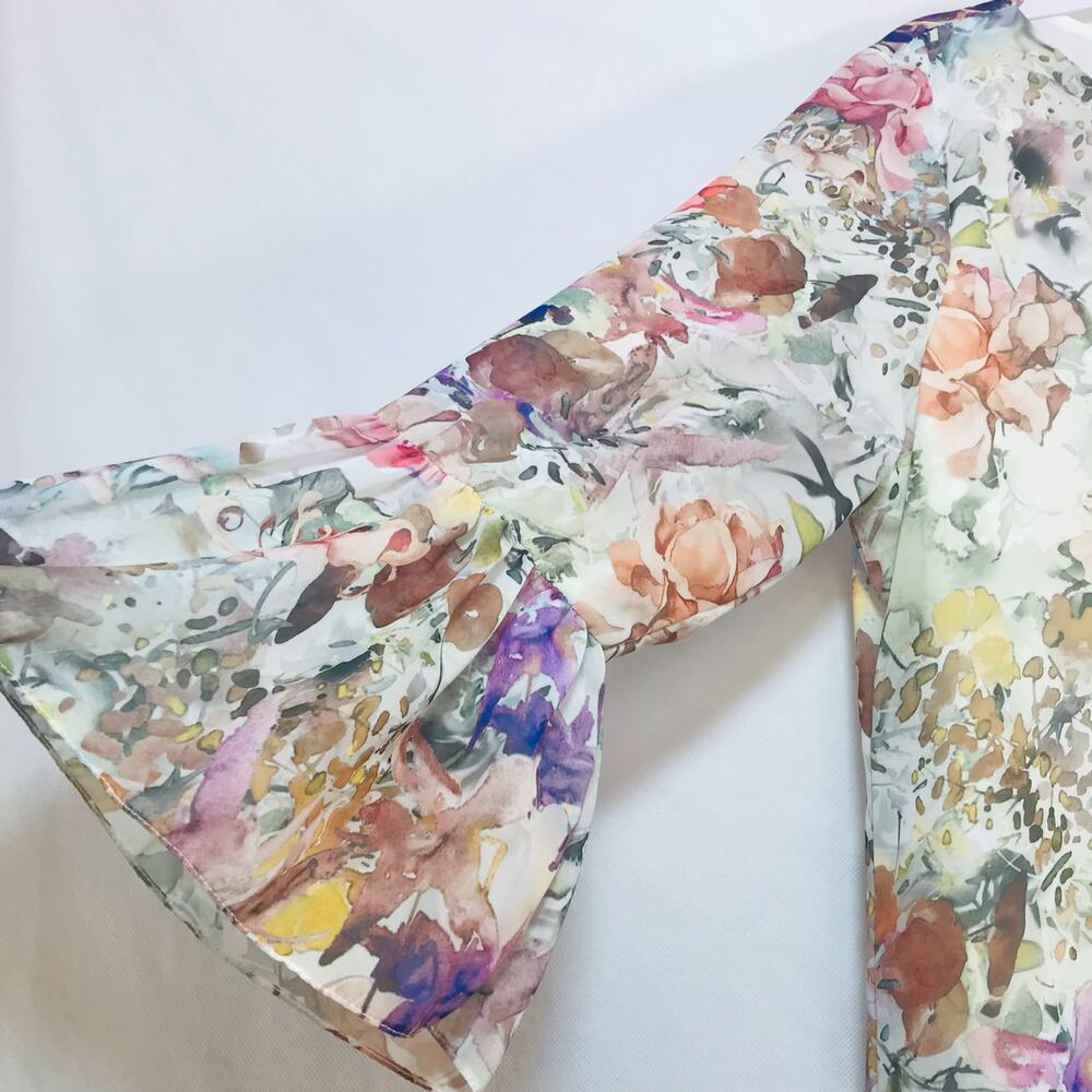 Donna Degnan Feminine Floral Tiered Ruffle Half Sleeve Dress Size 12 - Picture 4 of 9